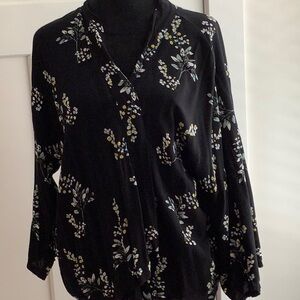 Loft black floral cardigan